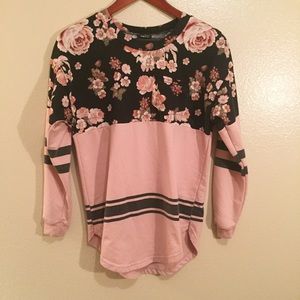 Rue21 Pink & Black Floral Sweater (w/ Pocket)